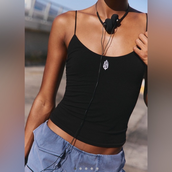 Free People Skinny Strap Logo Tank - Picture 1 of 7